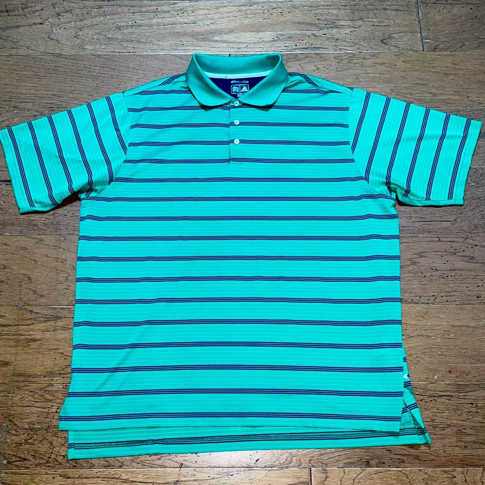 Adidas Climacool Short Sleeve  Green Striped Men's Shirt Size 2XL